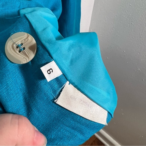 Vintage International Scene One Button Blazer Teal 6 - Picture 9 of 9